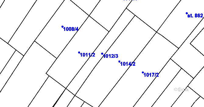 Parcela st. 1012/3 v KÚ Polešovice, Katastrální mapa