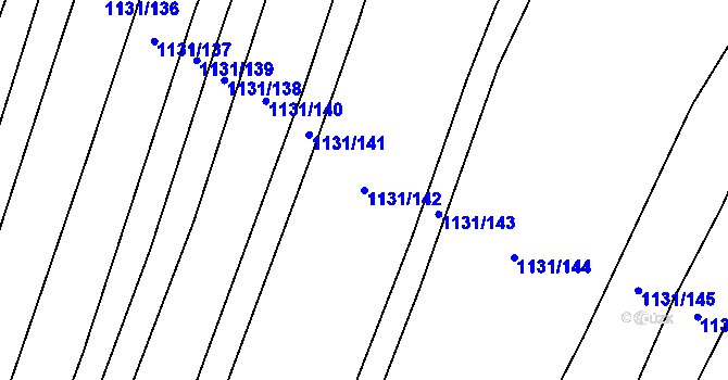 Parcela st. 1131/142 v KÚ Polešovice, Katastrální mapa