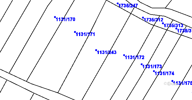 Parcela st. 1131/243 v KÚ Polešovice, Katastrální mapa