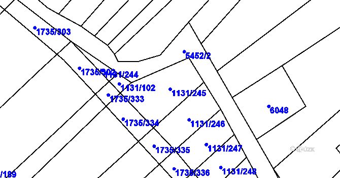 Parcela st. 1131/245 v KÚ Polešovice, Katastrální mapa
