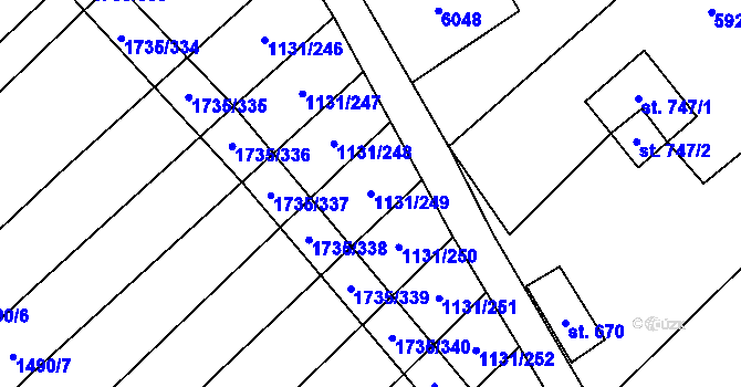 Parcela st. 1131/249 v KÚ Polešovice, Katastrální mapa