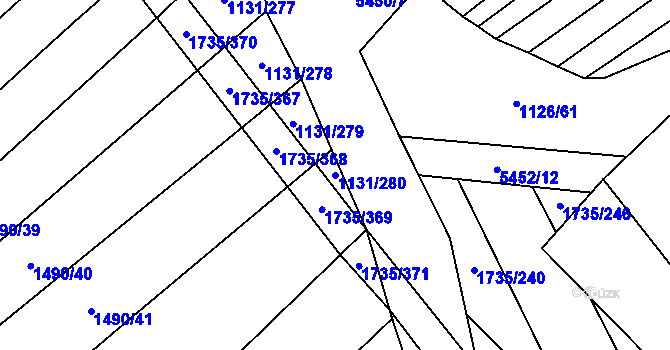 Parcela st. 1131/280 v KÚ Polešovice, Katastrální mapa