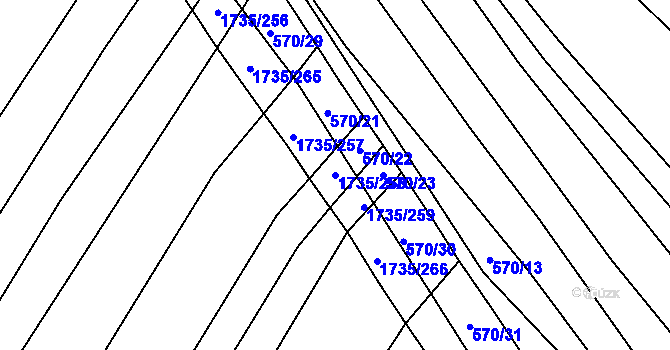 Parcela st. 1735/258 v KÚ Polešovice, Katastrální mapa