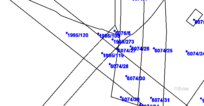 Parcela st. 1995/119 v KÚ Polešovice, Katastrální mapa
