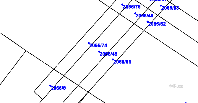 Parcela st. 2066/45 v KÚ Polešovice, Katastrální mapa