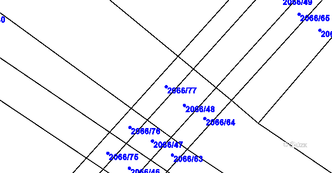 Parcela st. 2066/77 v KÚ Polešovice, Katastrální mapa