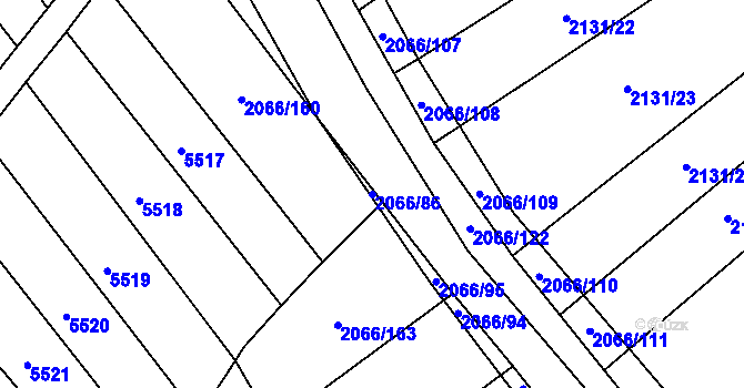 Parcela st. 2066/86 v KÚ Polešovice, Katastrální mapa