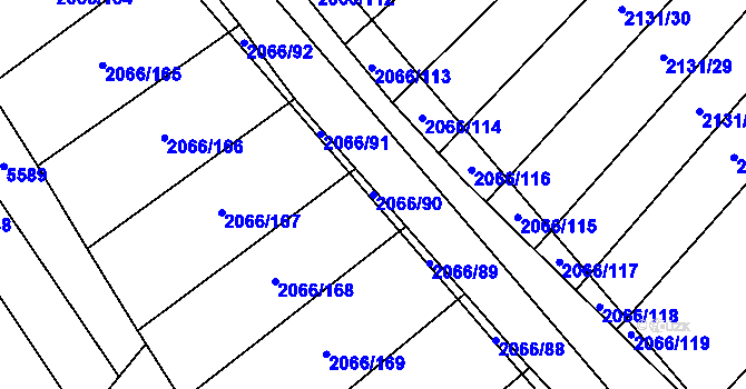 Parcela st. 2066/90 v KÚ Polešovice, Katastrální mapa