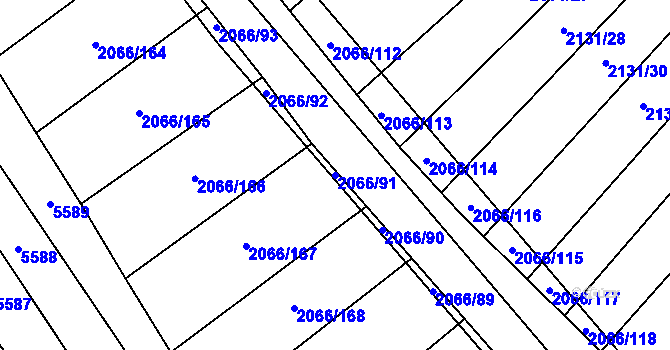 Parcela st. 2066/91 v KÚ Polešovice, Katastrální mapa