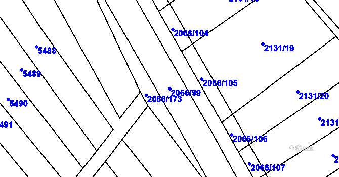 Parcela st. 2066/99 v KÚ Polešovice, Katastrální mapa