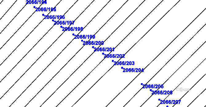Parcela st. 2066/202 v KÚ Polešovice, Katastrální mapa