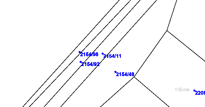 Parcela st. 2154/11 v KÚ Polešovice, Katastrální mapa