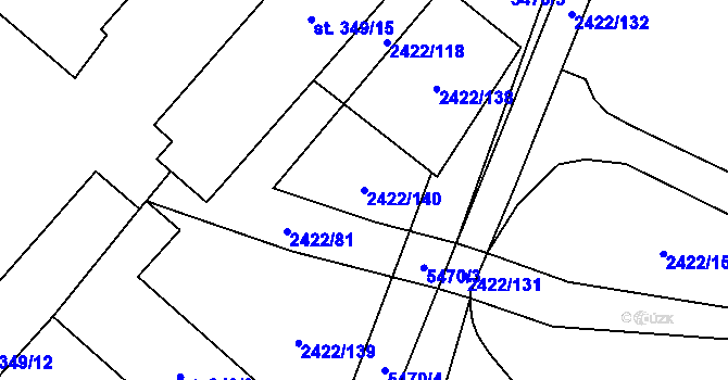 Parcela st. 2422/140 v KÚ Polešovice, Katastrální mapa
