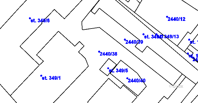 Parcela st. 2440/38 v KÚ Polešovice, Katastrální mapa