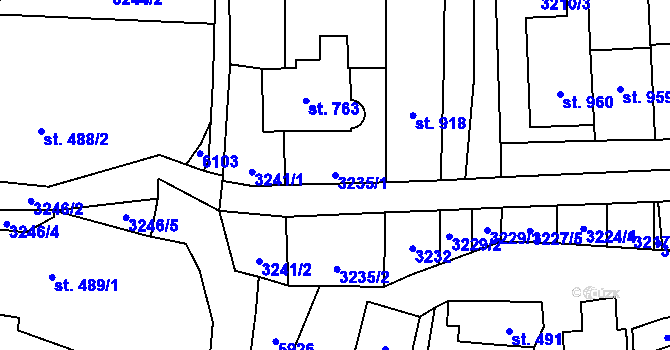 Parcela st. 3235/1 v KÚ Polešovice, Katastrální mapa