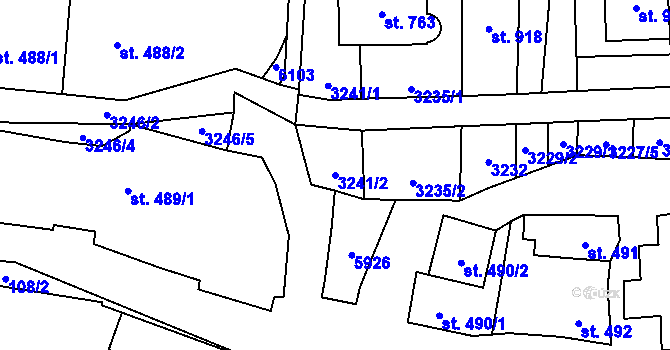 Parcela st. 3241/2 v KÚ Polešovice, Katastrální mapa