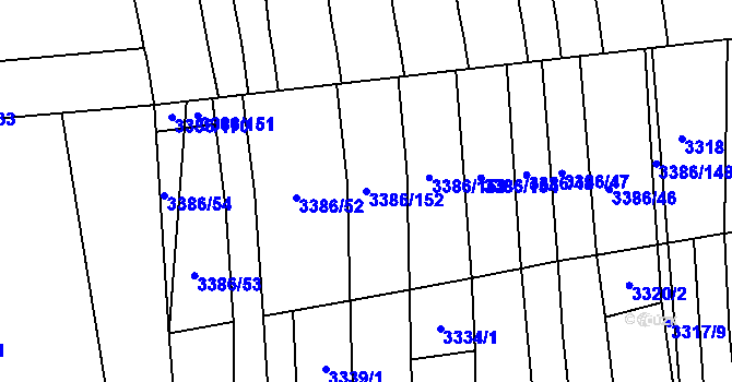 Parcela st. 3386/152 v KÚ Polešovice, Katastrální mapa