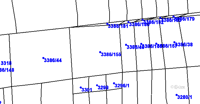 Parcela st. 3386/155 v KÚ Polešovice, Katastrální mapa