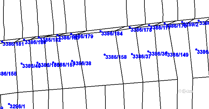 Parcela st. 3386/158 v KÚ Polešovice, Katastrální mapa