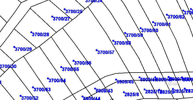Parcela st. 3700/57 v KÚ Polešovice, Katastrální mapa