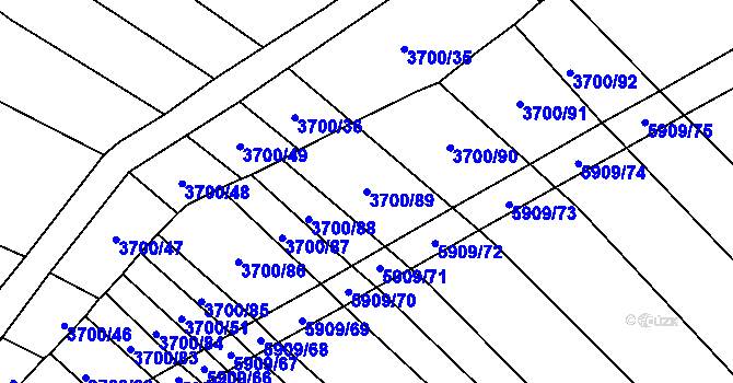 Parcela st. 3700/89 v KÚ Polešovice, Katastrální mapa