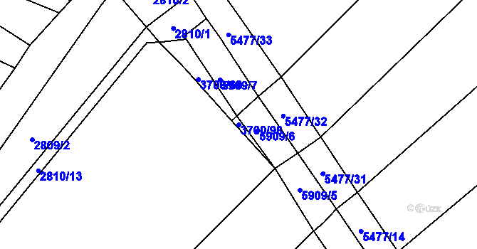 Parcela st. 3700/98 v KÚ Polešovice, Katastrální mapa