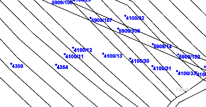 Parcela st. 4100/13 v KÚ Polešovice, Katastrální mapa