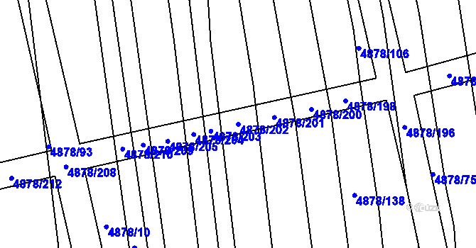 Parcela st. 4878/202 v KÚ Polešovice, Katastrální mapa