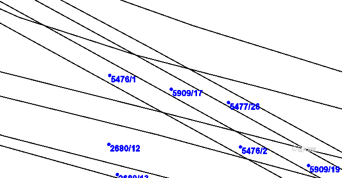 Parcela st. 5909/17 v KÚ Polešovice, Katastrální mapa