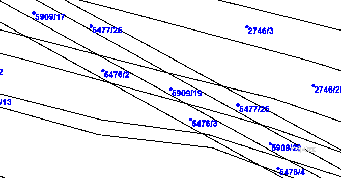 Parcela st. 5909/19 v KÚ Polešovice, Katastrální mapa