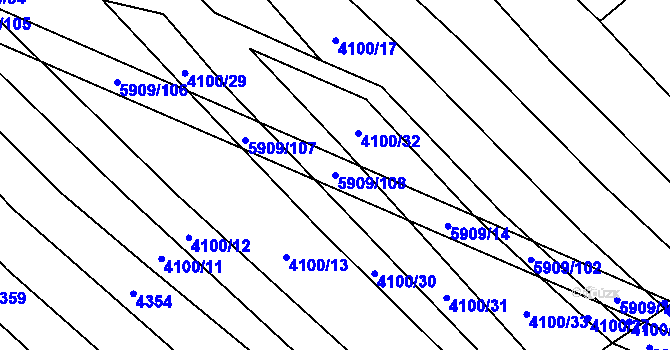 Parcela st. 5909/108 v KÚ Polešovice, Katastrální mapa