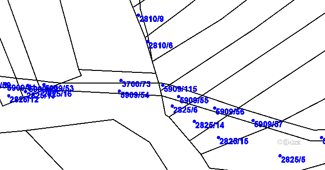 Parcela st. 5909/115 v KÚ Polešovice, Katastrální mapa