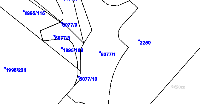 Parcela st. 6077/1 v KÚ Polešovice, Katastrální mapa