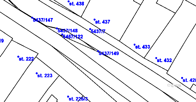 Parcela st. 5437/149 v KÚ Polešovice, Katastrální mapa