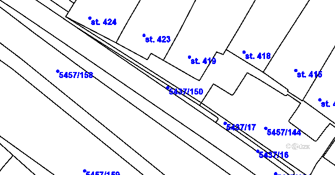 Parcela st. 5437/150 v KÚ Polešovice, Katastrální mapa