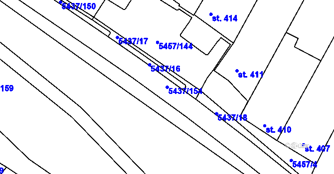 Parcela st. 5437/154 v KÚ Polešovice, Katastrální mapa
