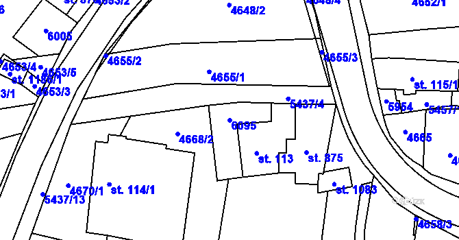 Parcela st. 6095 v KÚ Polešovice, Katastrální mapa
