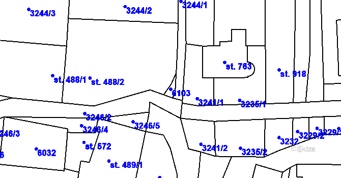 Parcela st. 6103 v KÚ Polešovice, Katastrální mapa