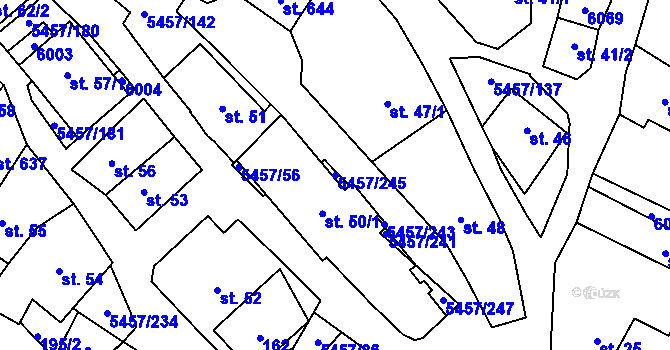 Parcela st. 5457/245 v KÚ Polešovice, Katastrální mapa