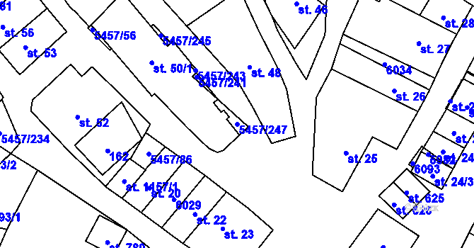Parcela st. 5457/247 v KÚ Polešovice, Katastrální mapa
