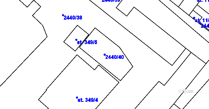Parcela st. 2440/40 v KÚ Polešovice, Katastrální mapa