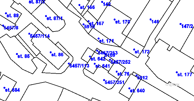 Parcela st. 5457/253 v KÚ Polešovice, Katastrální mapa