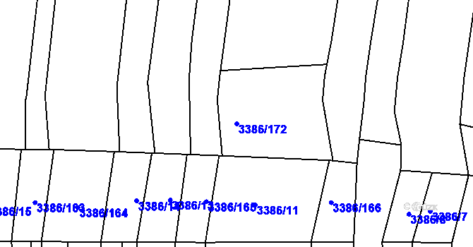 Parcela st. 3386/172 v KÚ Polešovice, Katastrální mapa