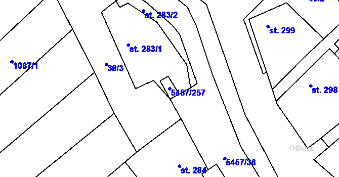 Parcela st. 5457/257 v KÚ Polešovice, Katastrální mapa