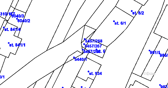 Parcela st. 5457/267 v KÚ Polešovice, Katastrální mapa