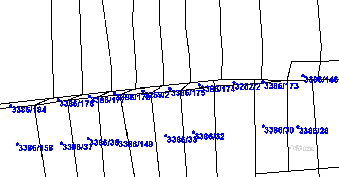 Parcela st. 3386/175 v KÚ Polešovice, Katastrální mapa