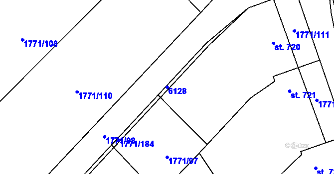 Parcela st. 6128 v KÚ Polešovice, Katastrální mapa