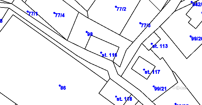 Parcela st. 116 v KÚ Polevsko, Katastrální mapa