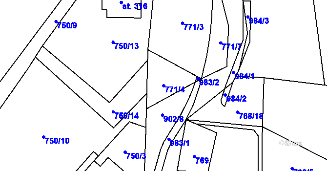 Parcela st. 771/4 v KÚ Polevsko, Katastrální mapa
