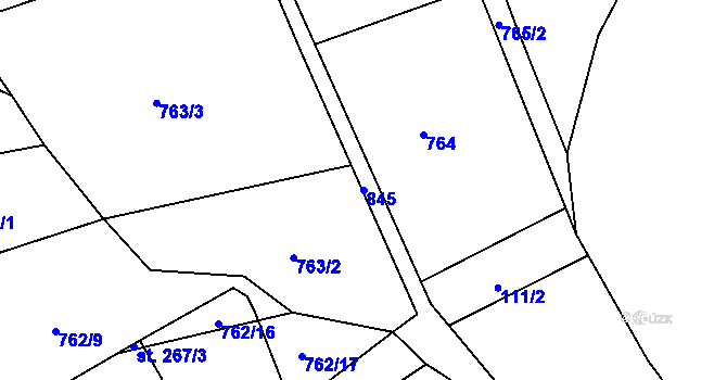 Parcela st. 845 v KÚ Polevsko, Katastrální mapa